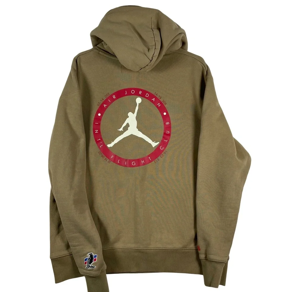 Jordan x Two 18 Mens Flight Fleece Hoodie Driftwood Brown DV7111-283 Medium